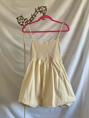 Cream Ivory Bubble Hem Mini Dress with Pockets
